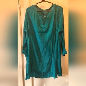 Long Sleeve Henley Style Blouse With V Neck By St John's Bay. Size XL